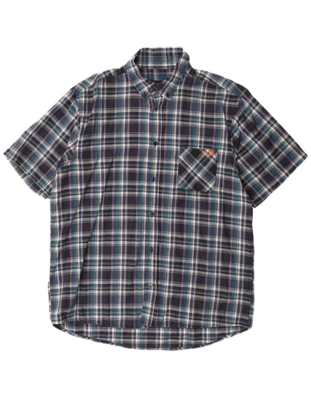 Koszula męska z krótkim rękawem Avirex 2XL, bawełniana w granatową kratkę