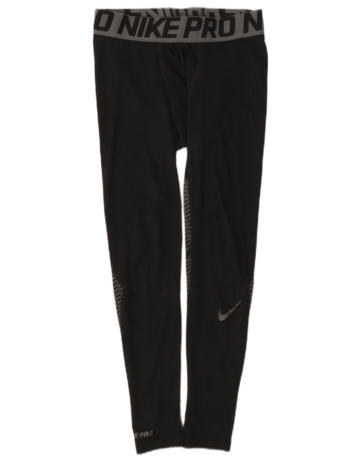 Męskie legginsy z grafiką Nike, poliester w kolorze średniej czerni, z blokami kolorów