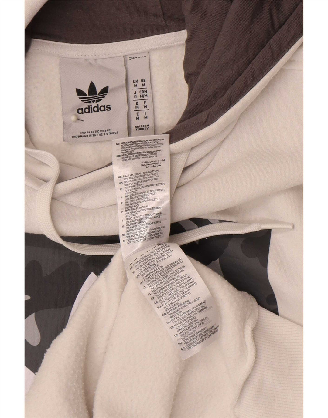 Męska bluza z kapturem Adidas Graphic o regularnym kroju, średnia biała bawełna