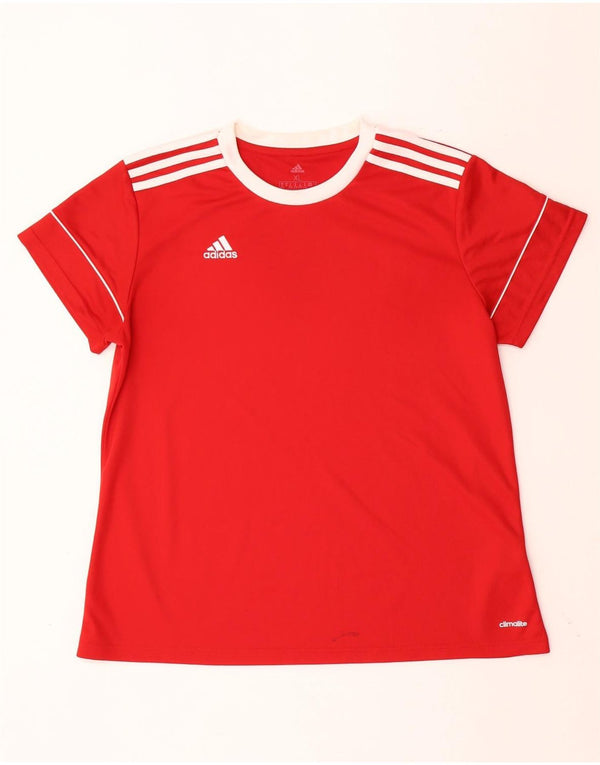 Damska koszulka ADIDAS Climalite Top UK 20/22 XL, czerwony poliester