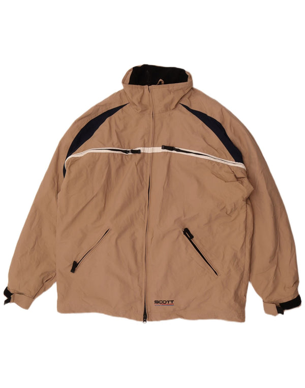 Męska kurtka przeciwdeszczowa Scott o luźnym kroju UK 40, duży beżowy nylon w blokach kolorów