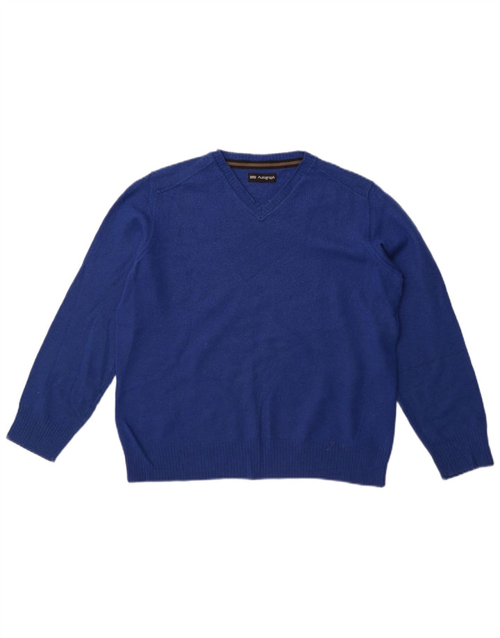 Marks & Spencer Damski sweter z dekoltem w kształcie litery V, UK 16, duży niebieski