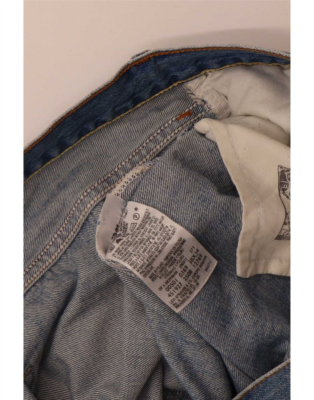 Męskie dżinsy Levi's 501 Straight W38 L28 Niebieskie bawełniane