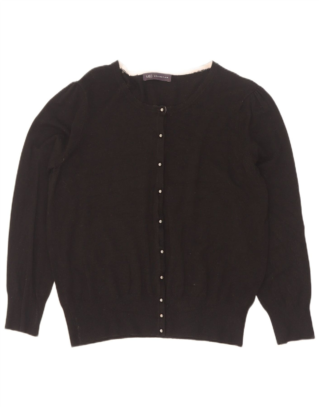 Marks & Spencer Damski sweter kardigan UK 16, duża, czarna wiskoza