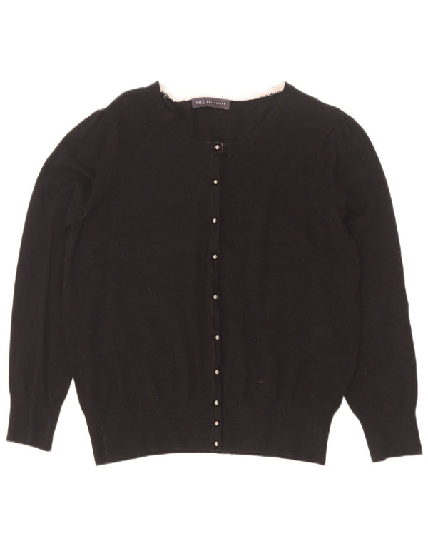 Marks & Spencer Damski sweter kardigan UK 16, duża, czarna wiskoza