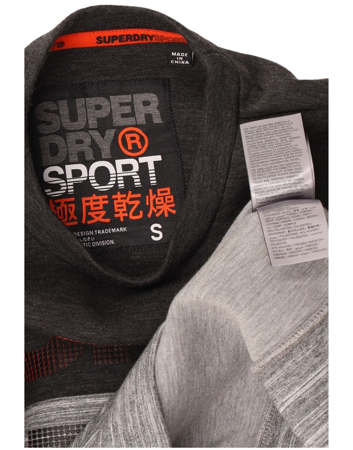 Męski sweter z grafiką Superdry, mały, szary poliester w paski
