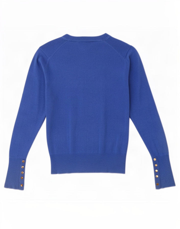 Damski sweter Zara z dekoltem w łódkę UK 12 Średni niebieski wiskoza
