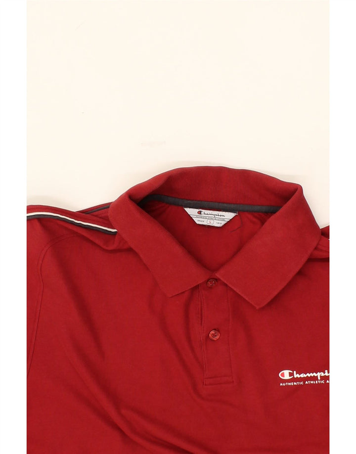 CHAMPION Mens Polo Shirt Large Red Cotton Vintage Champion and Second-Hand Champion from Messina Hembry 
