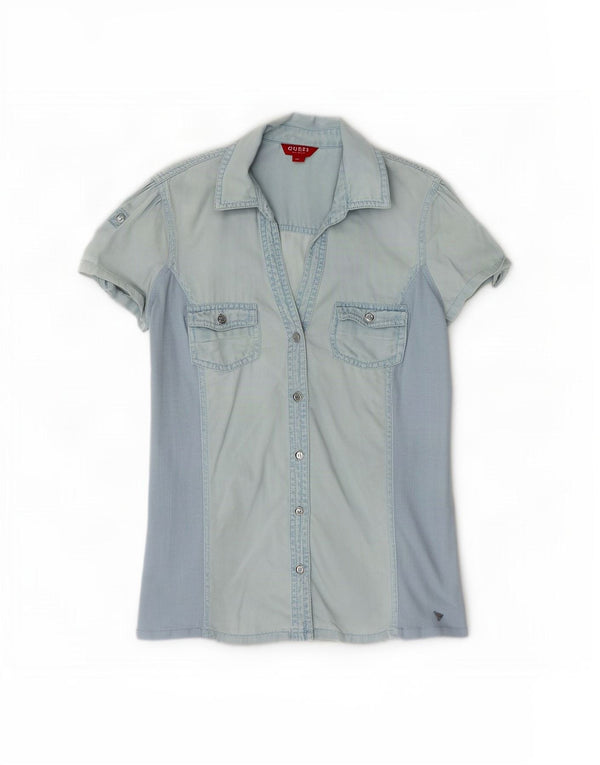 Damska koszula dżinsowa z krótkim rękawem Guess UK 12 Medium Blue Tencel