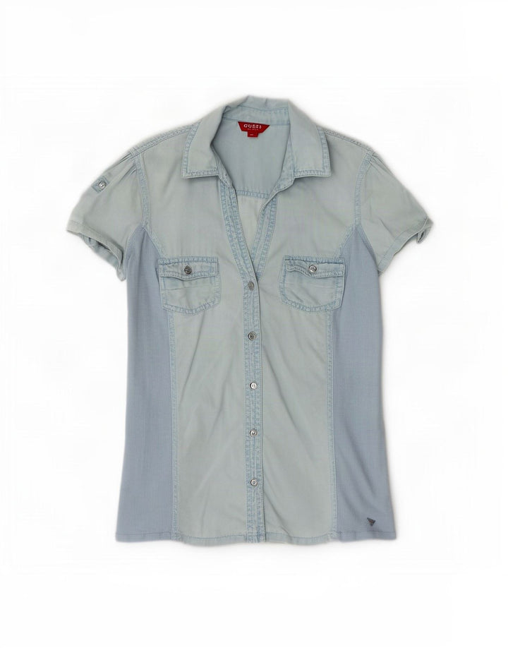 Damska koszula dżinsowa z krótkim rękawem Guess UK 12 Medium Blue Tencel