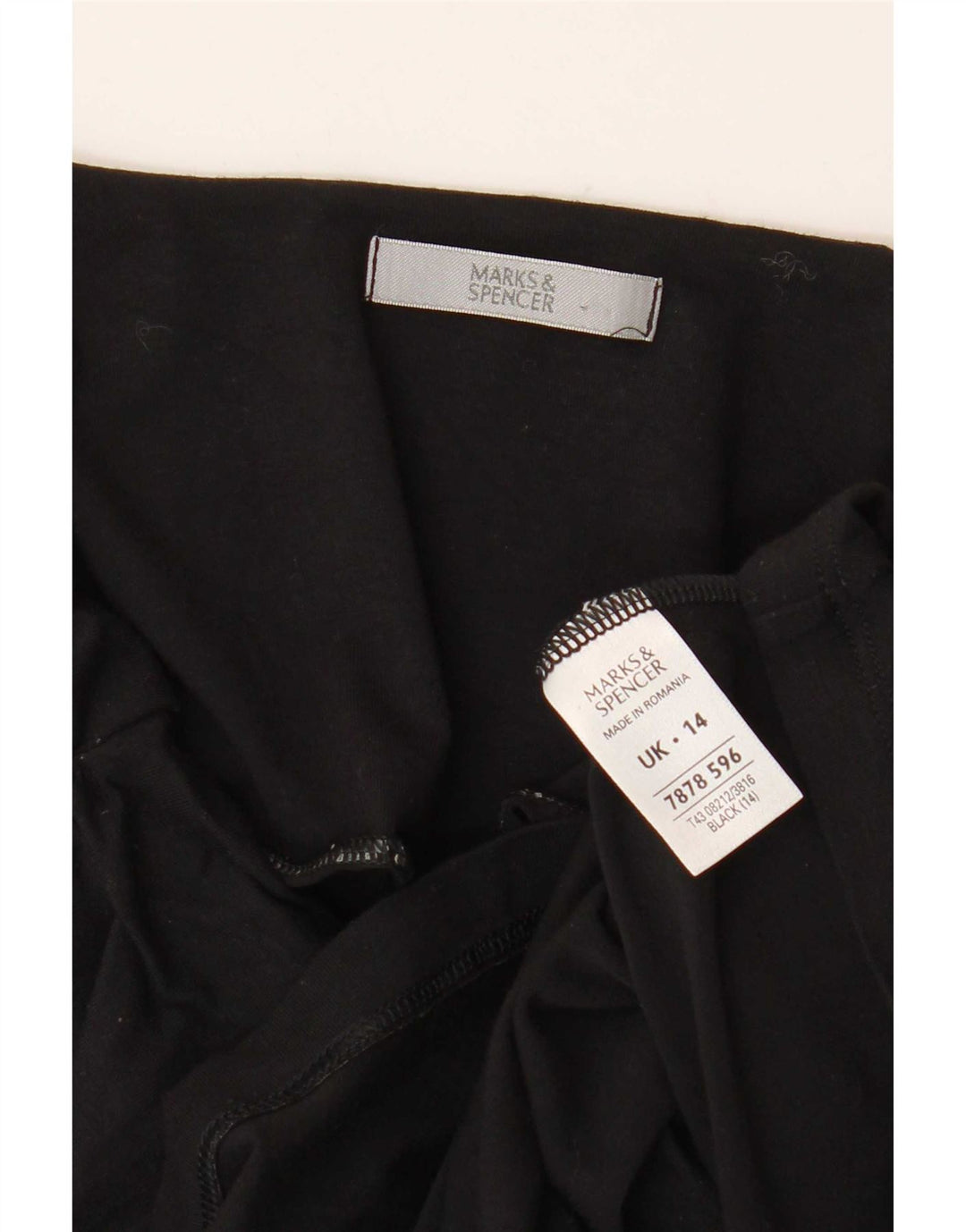 Marks & Spencer Krótki top damski na ramiączkach UK 14, średni czarny wiskoza