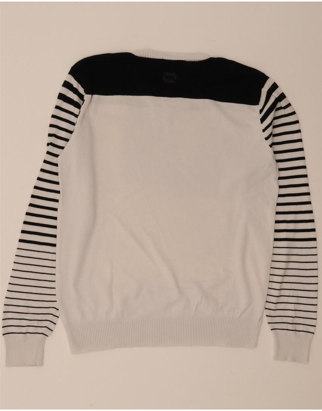 Męski sweter Jack & Jones z dekoltem w kształcie litery V, duży, biały, z blokami kolorów