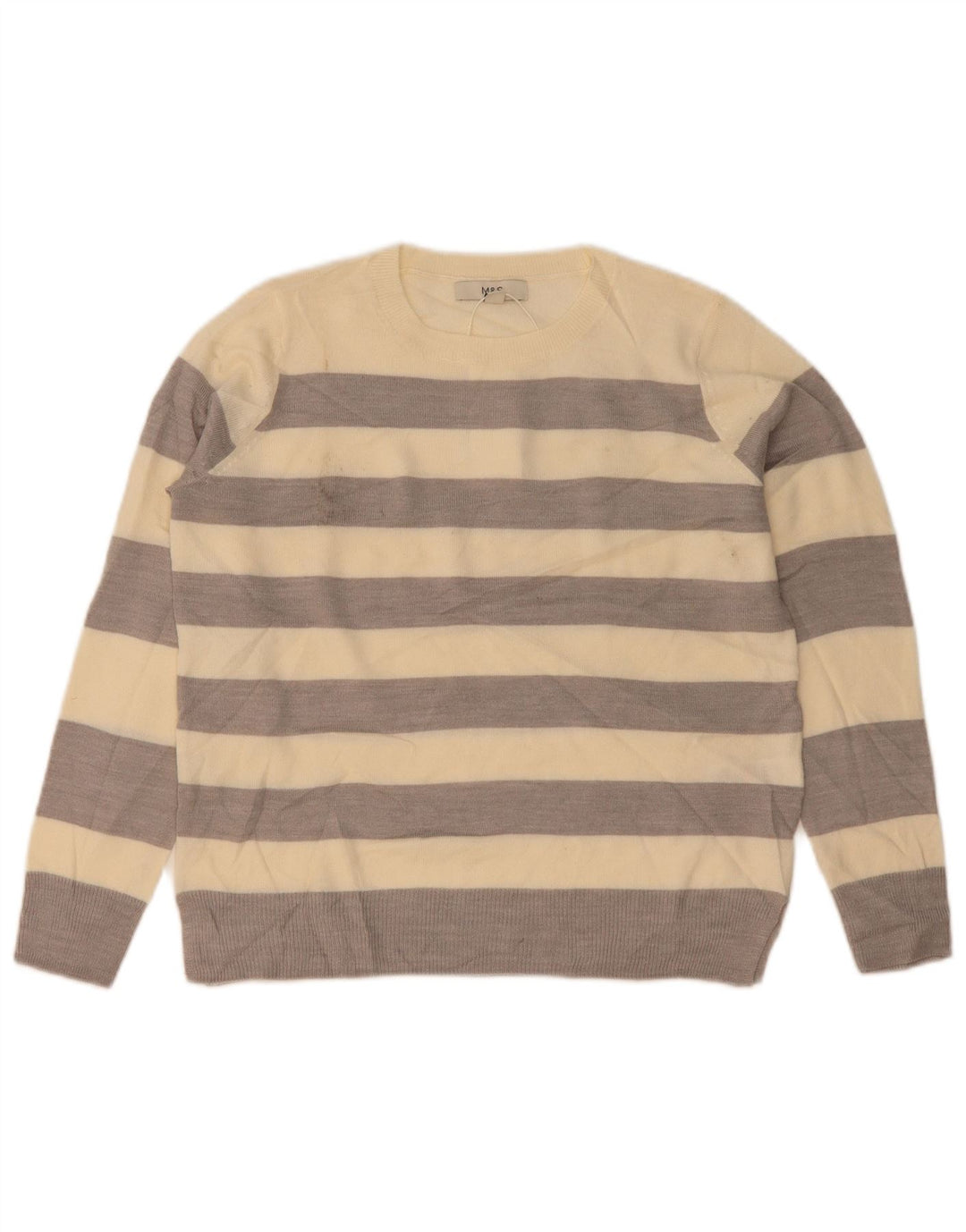 Marks & Spencer Damski sweter z okrągłym dekoltem, UK 10, w małe beżowe paski