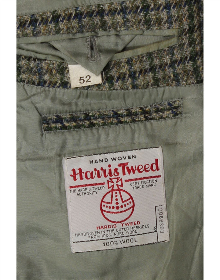 Męska marynarka zapinana na 2 guziki Harris Tweed IT 52 XL Zielona wełna w pepitkę