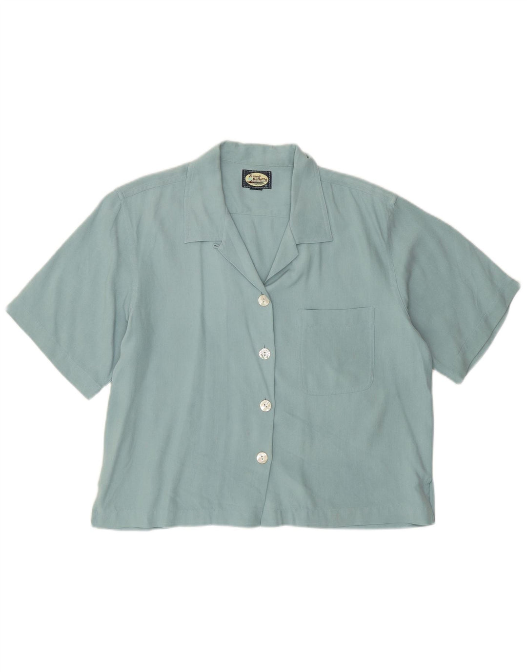 Damska koszula z krótkim rękawem Tommy Bahama UK 12 w kolorze średniego turkusu w jodełkę