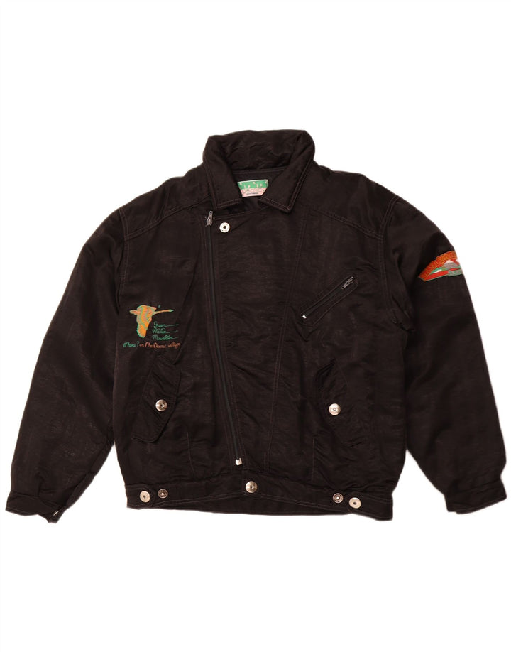 Męska kurtka bomber z grafiką DERNIC Alaska Naval Base UK 40, duża, czarna, lata 80-te