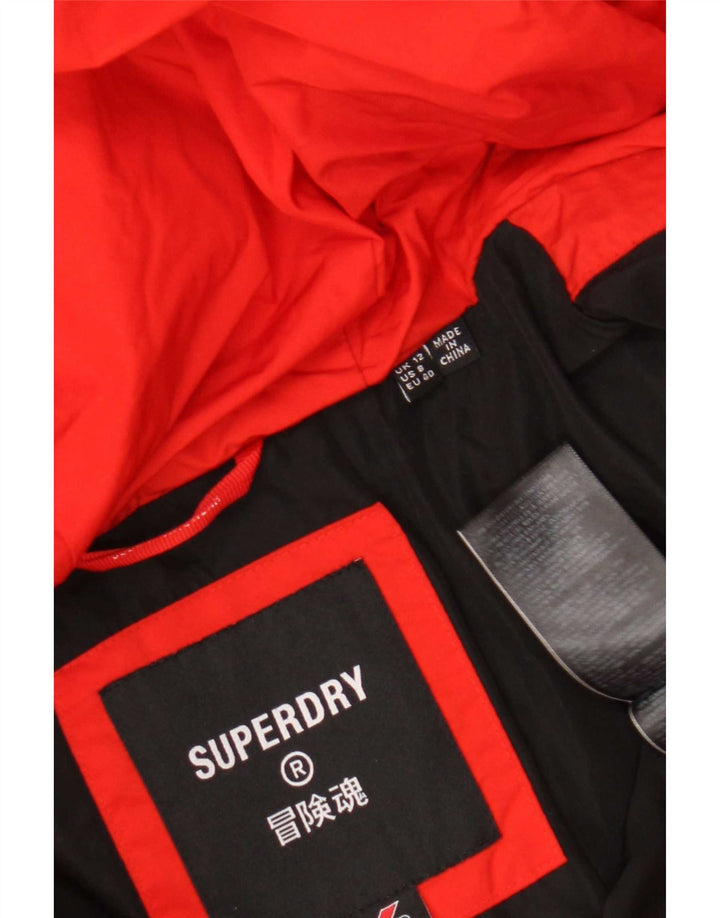 Damska ocieplana kurtka z kapturem Superdry UK 12, średni czerwony poliester