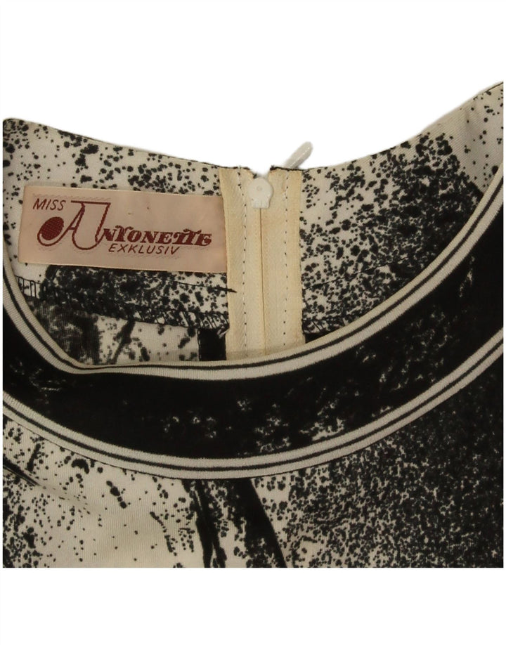 Antonette damska sukienka maxi z długim rękawem w abstrakcyjny wzór UK 10 mała czarna