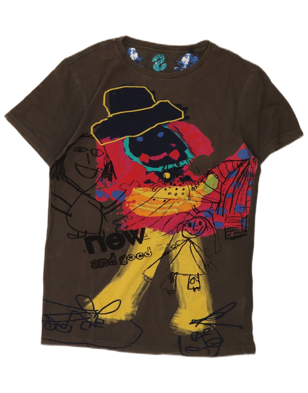 Męska koszulka z grafiką Desigual Top, średnio brązowa, bawełniana