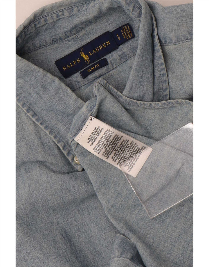 Koszula męska Ralph Lauren o dopasowanym kroju, duża, niebieska, bawełniana