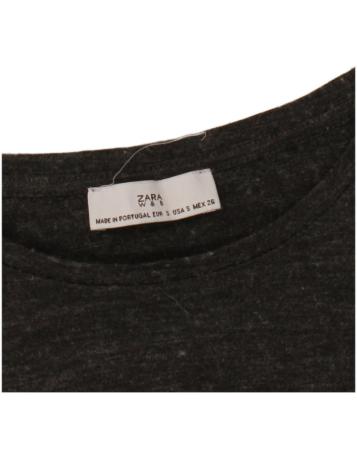 Damski top z grafiką oversize Zara z długim rękawem, UK 10, mały, szary