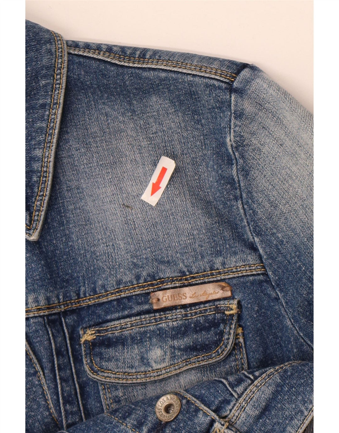 Damska kurtka jeansowa Guess Crop UK 6 XS, niebieska, bawełniana