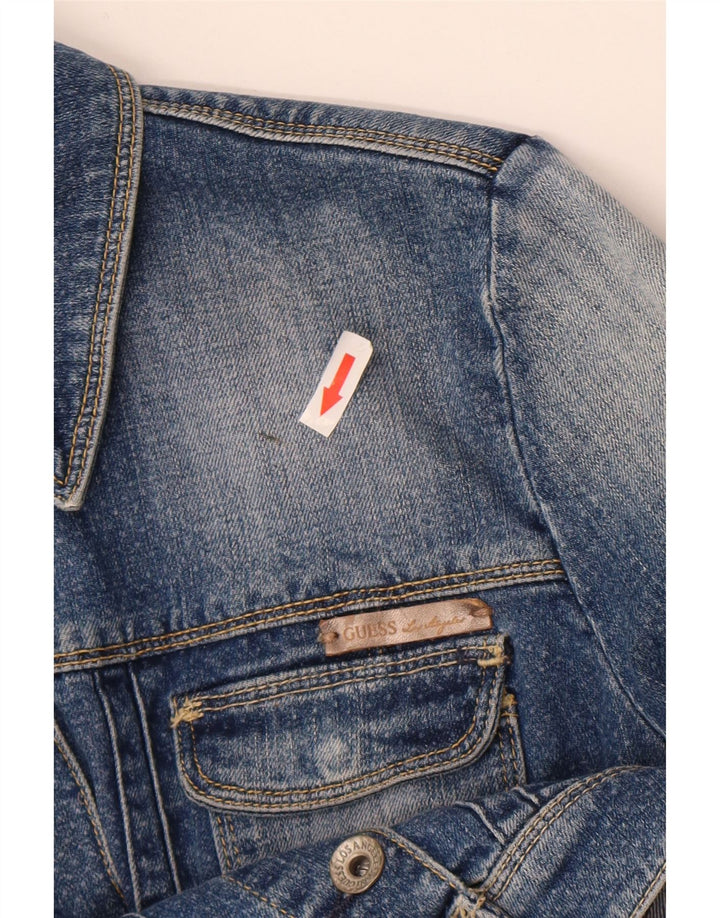 Damska kurtka jeansowa Guess Crop UK 6 XS, niebieska, bawełniana