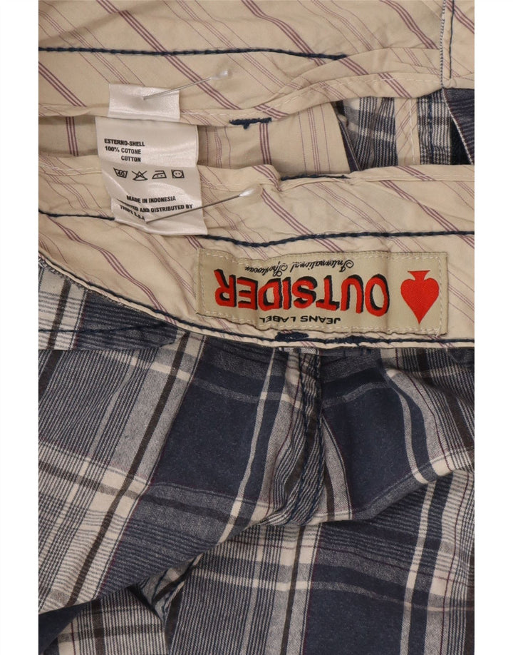 Męskie spodenki chino Outsider W30, bawełna w średnią niebieską kratkę