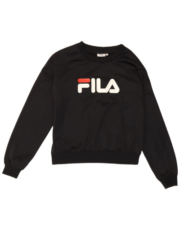 Damska bluza z grafiką Fila UK 14, średni czarny poliester