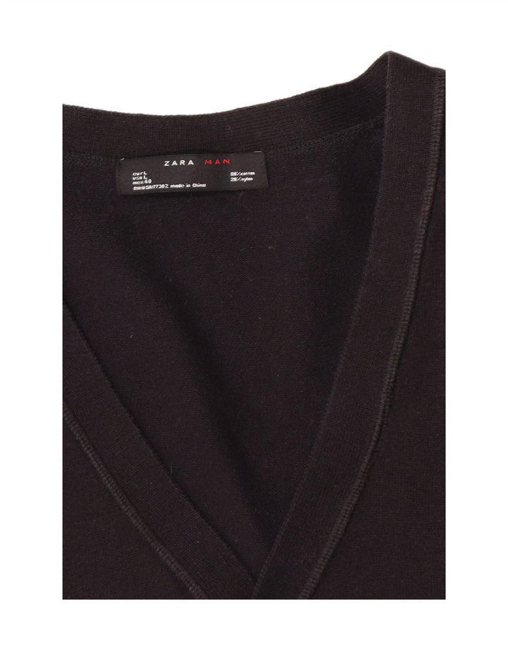 Zara Męski sweter rozpinany, duży, czarny, bawełniany