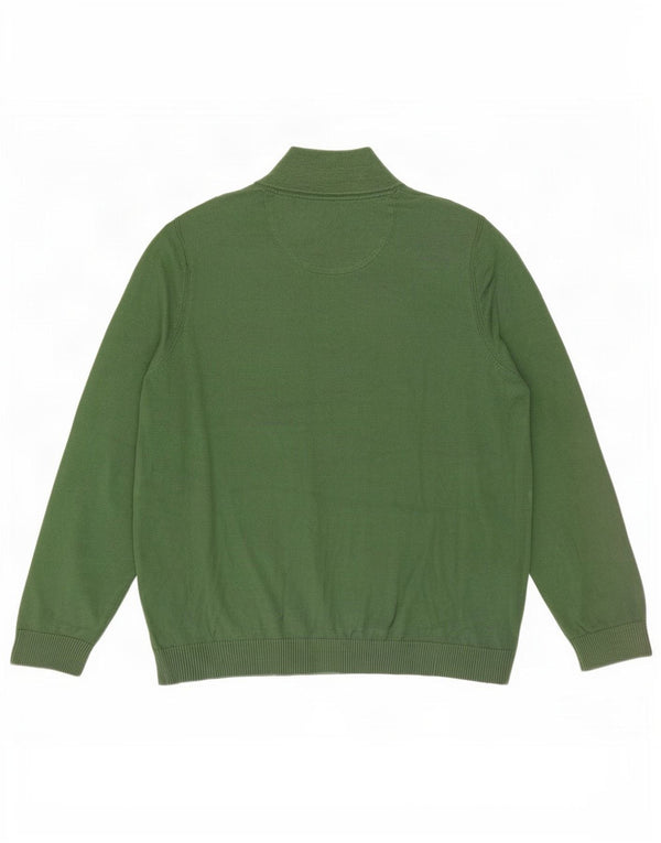 Fat Face Mens Zip Neck Jumper Sweater 2XL Green Cotton