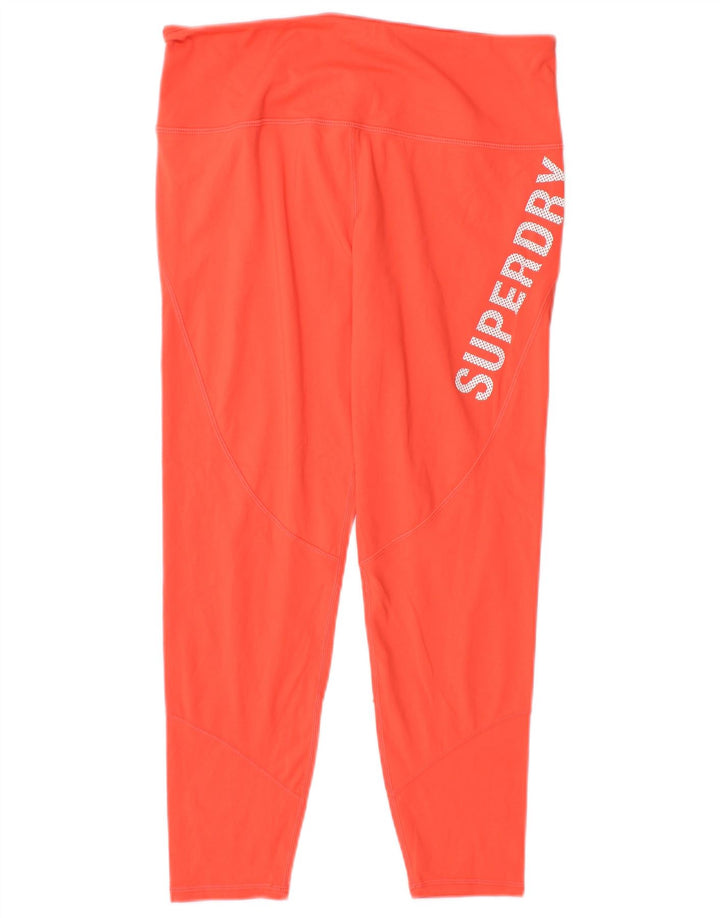 Damskie legginsy Superdry Capri Graphic UK 14, duże, pomarańczowe, poliester