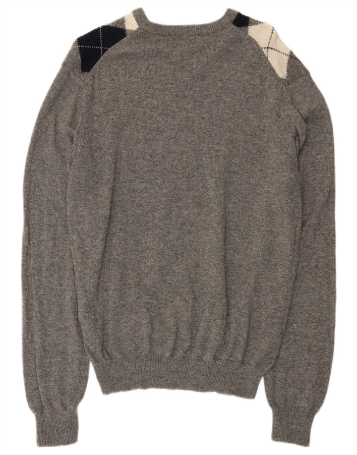 Męski sweter Marks & Spencer Blue Harbor z dekoltem w kształcie litery V, średnioszary