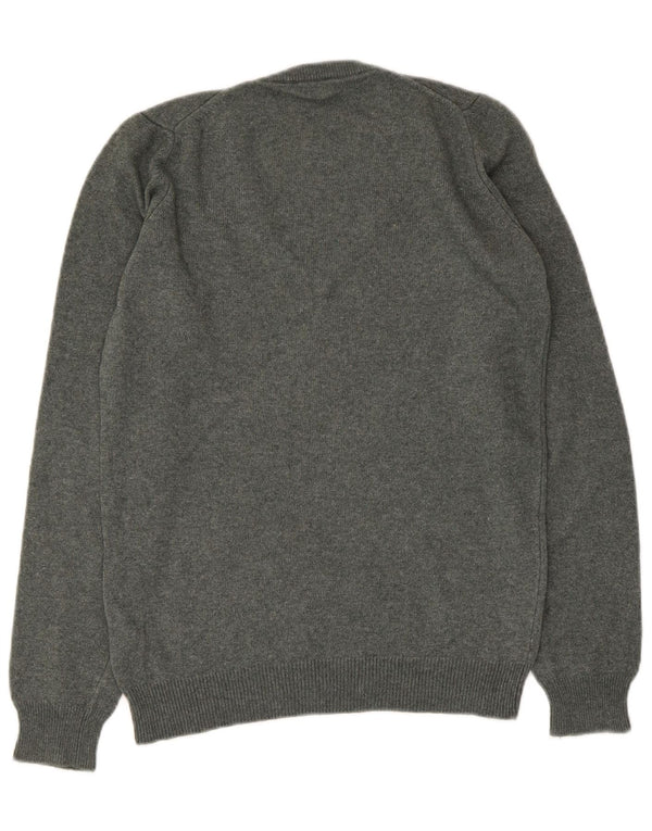 Sweter damski Fred Perry z dekoltem w kształcie litery V, UK 12, średnioszary, wełniany