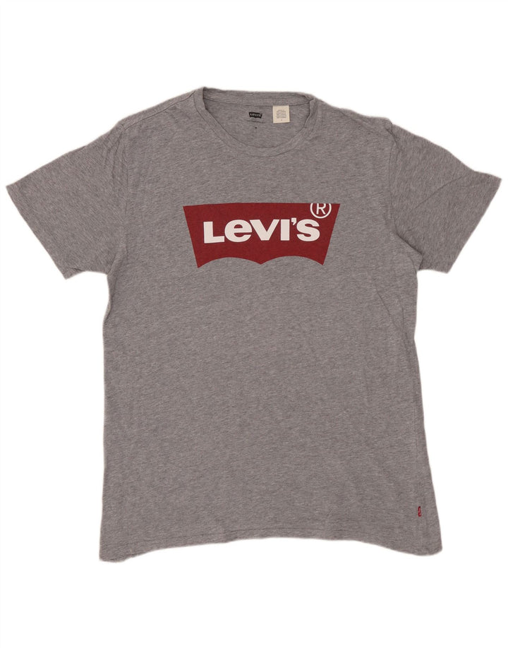 Męski T-shirt z grafiką LEVI'S, średnioszary, bawełniany w cętki