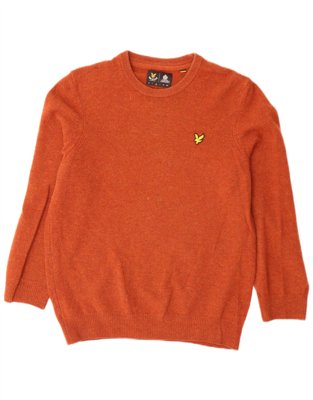 Męski sweter z okrągłym dekoltem i okrągłym dekoltem Lyle & Scott, średni pomarańczowy