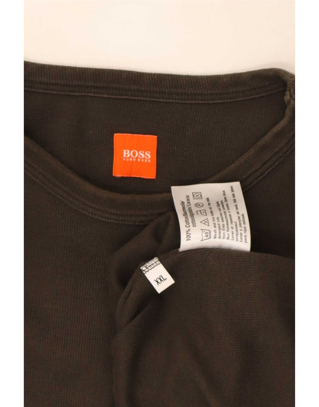 Męski top Hugo Boss z długim rękawem, 2XL, bawełna khaki