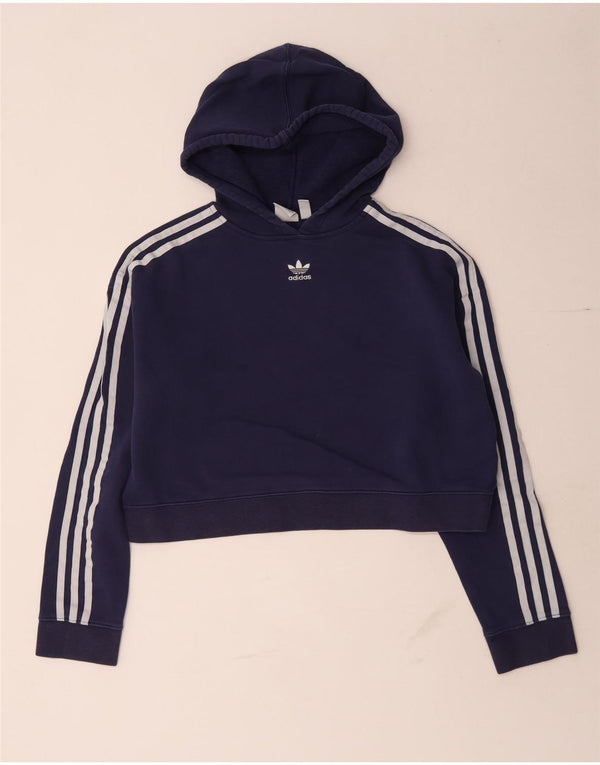 Damska bluza z kapturem Adidas Crop Oversized Zip UK 10 Small Granatowa
