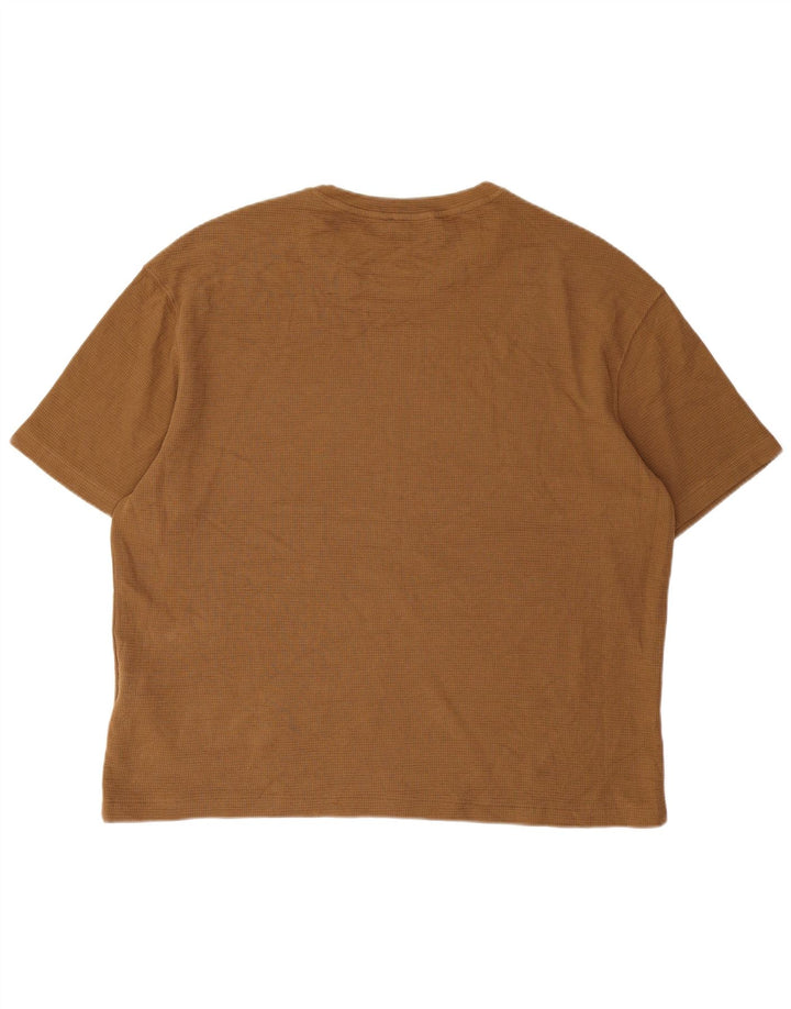 T-shirt męski Zara, duży, beżowy, bawełniany