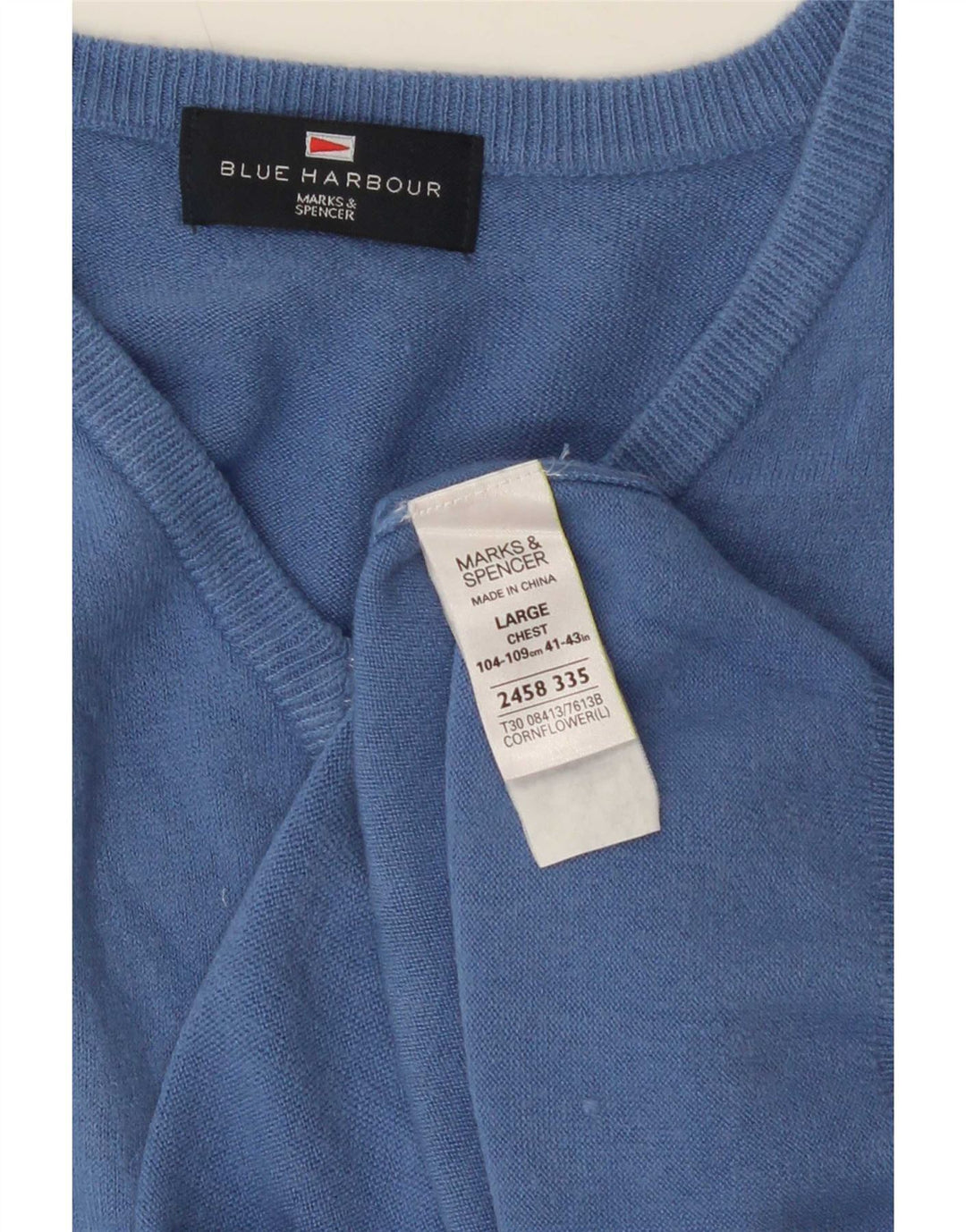 Marks & Spencer Męski podkoszulek w kolorze niebieskim z kamizelką Harbour, duży, akrylowy