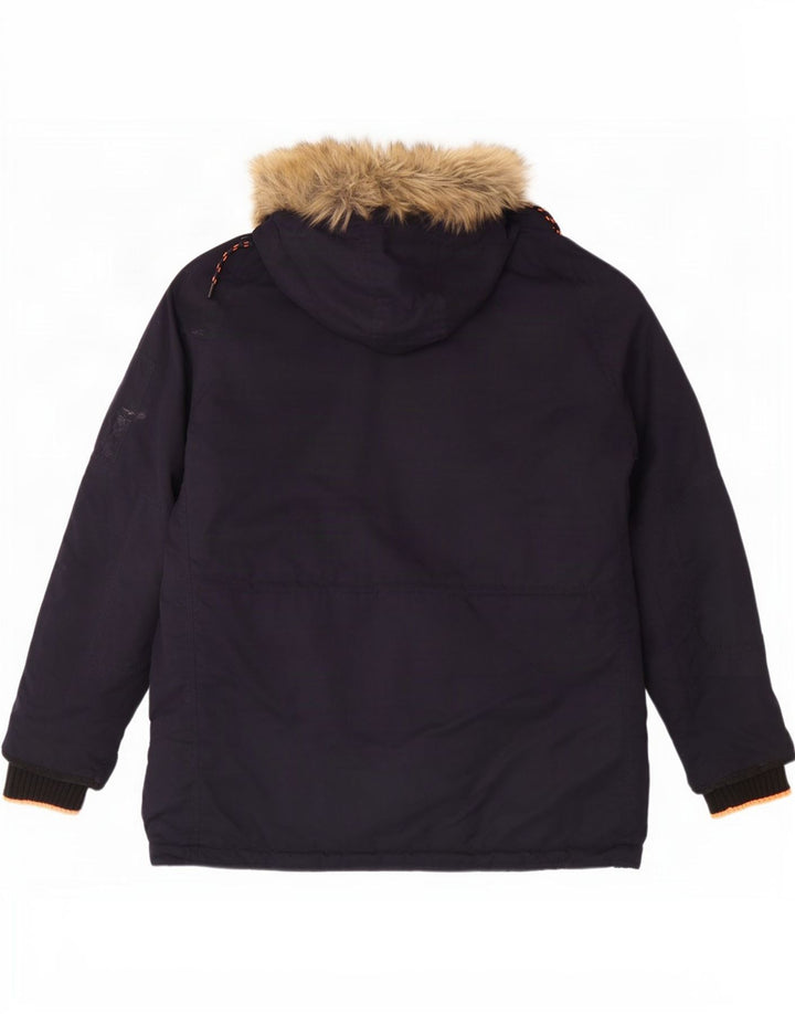 Męska kurtka parka z kapturem Superdry UK 44 2XL Granatowy poliester