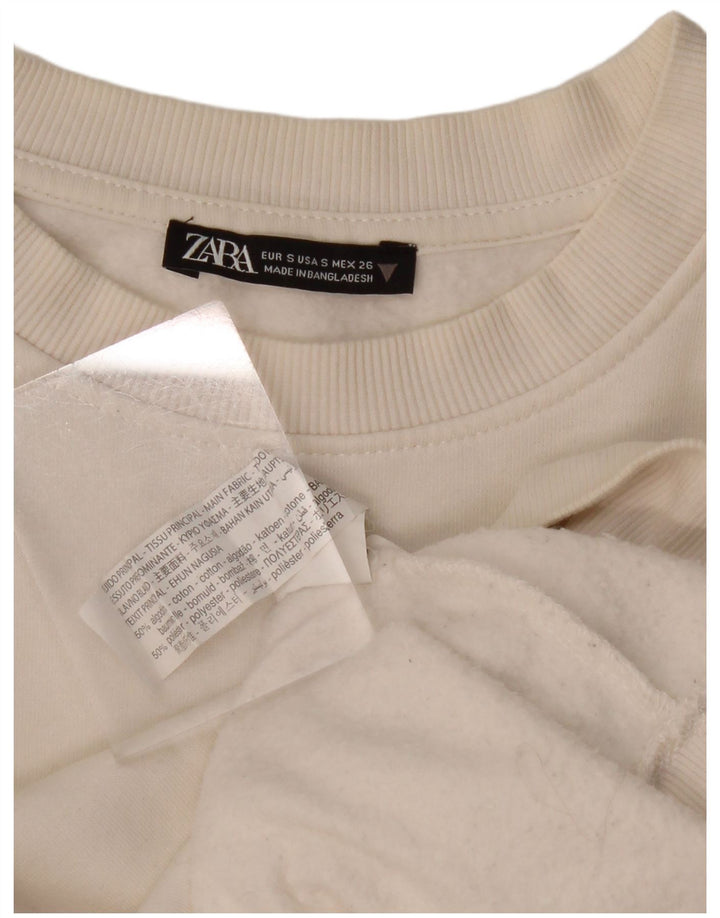 Bluza damska Zara Crop Oversize Sweter UK 10 Small White Cotton
