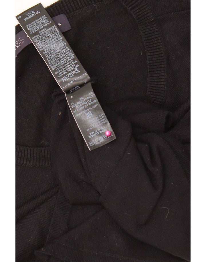 Marks & Spencer Damski top oversize z rękawem 3/4, UK 8, mała, czarna wiskoza