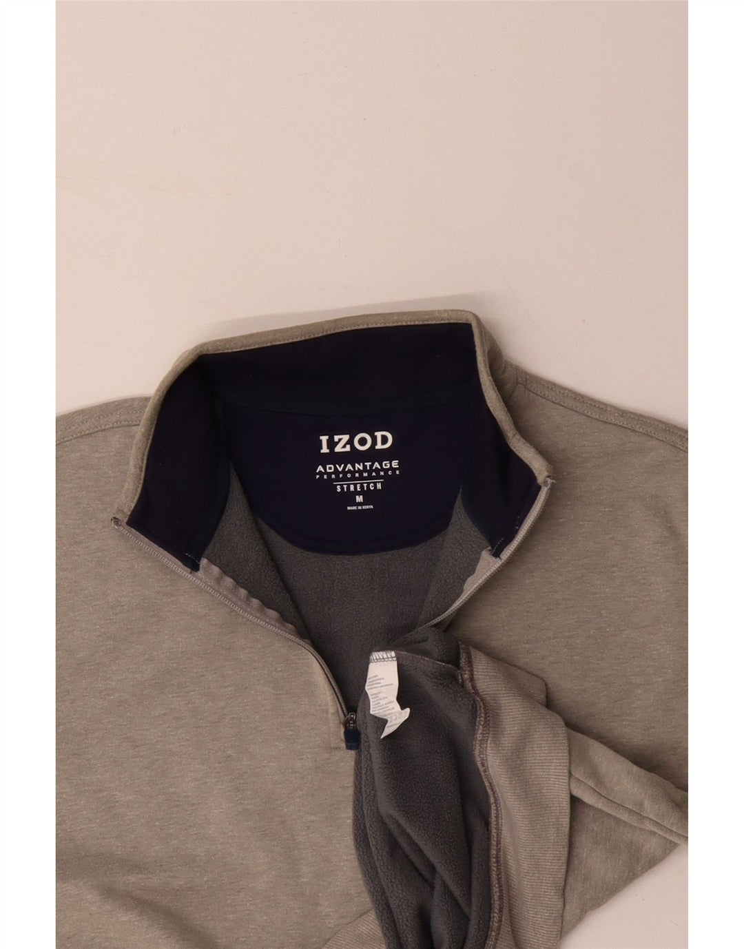 IZOD Męski sweter z zamkiem błyskawicznym, średnioszary, bawełniany