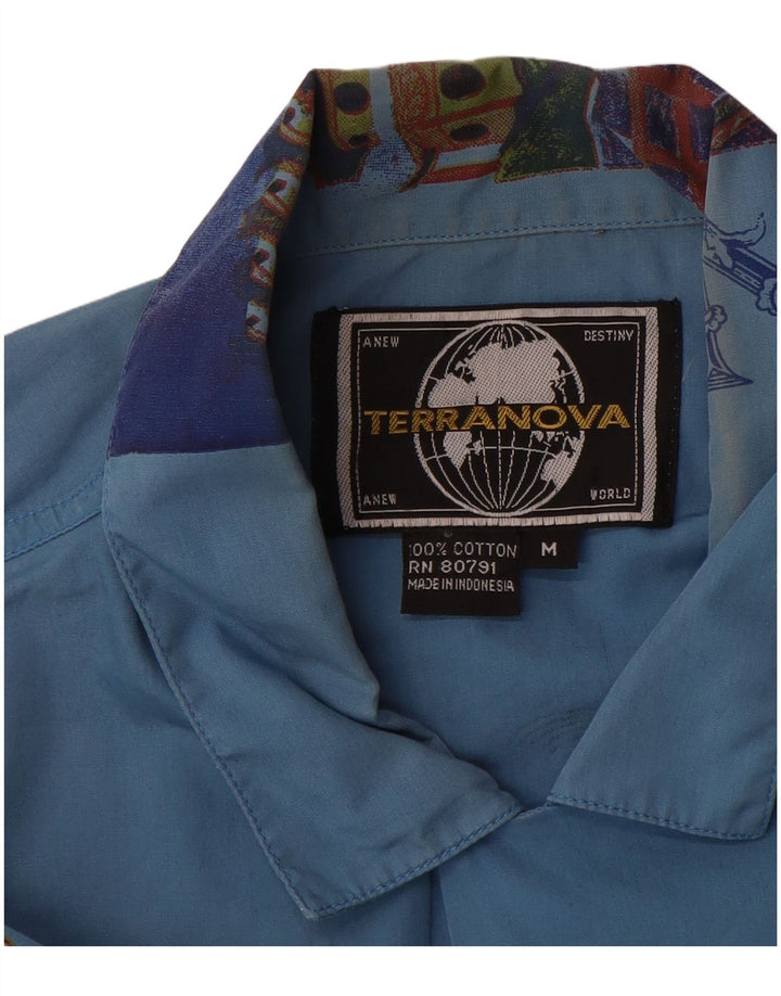 Męska koszula z krótkim rękawem i grafiką TERRANOVA, w kolorze średniego niebieskiego, patchworkowa, bawełniana