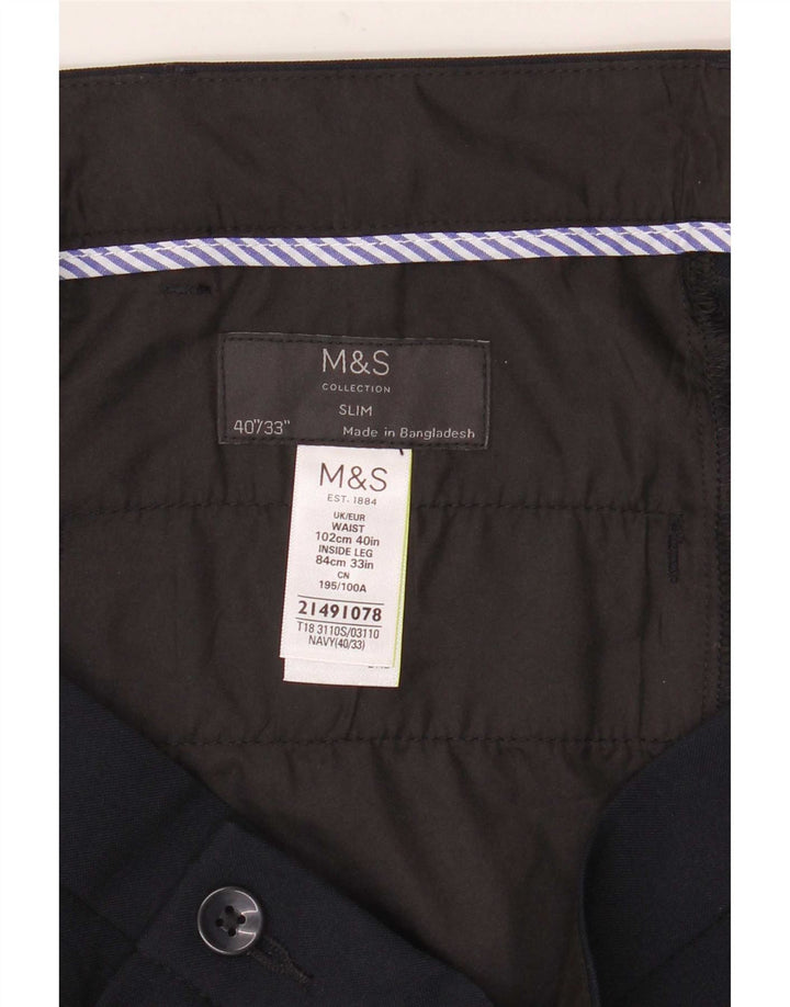 Męskie spodnie Chino Marks & Spencer W40 L33 Granatowy poliester
