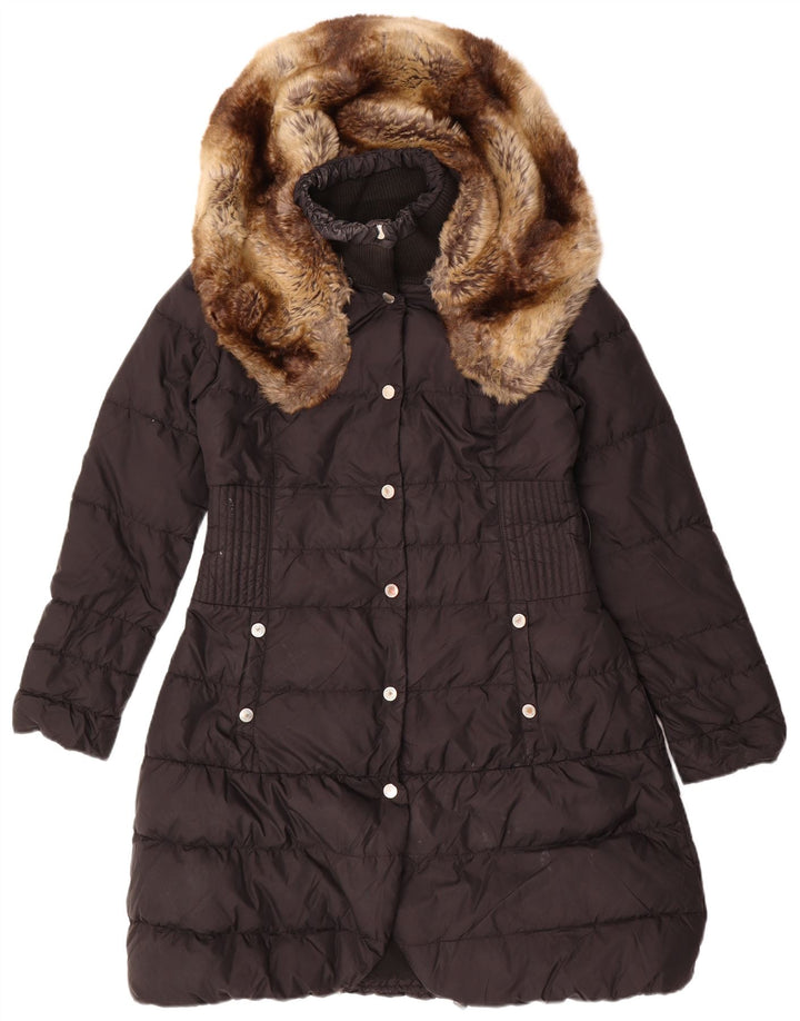 KAREN MILLEN Womens Hooded Padded Coat UK 10 Small Black Polyester