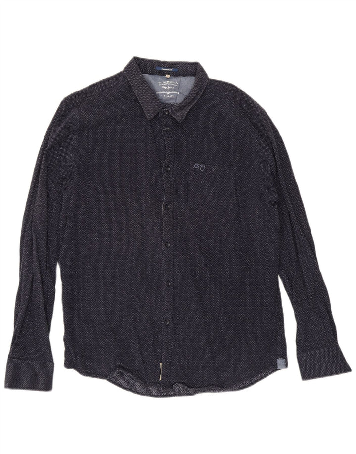 Koszula męska PEPE Jeans XL, bawełniana w granatowe cętki