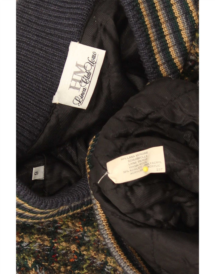 Vintage męska dzianinowa kurtka bomber 3XL wielobarwna nakrapiana dziewicza wełna