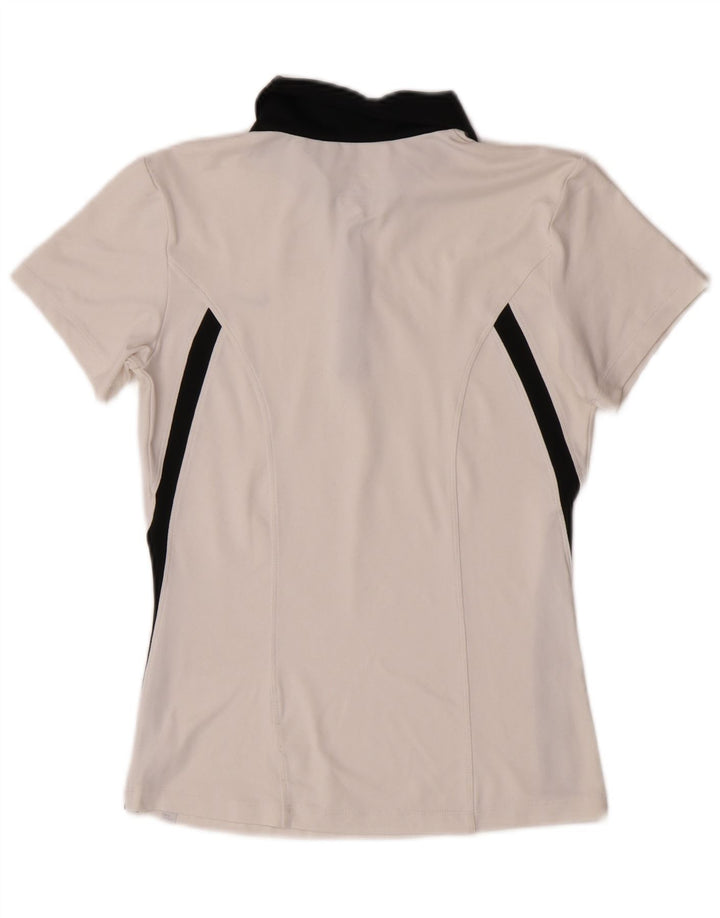 Damska koszulka polo Nike Dri Fit UK 10, mała, biała, z blokami kolorów